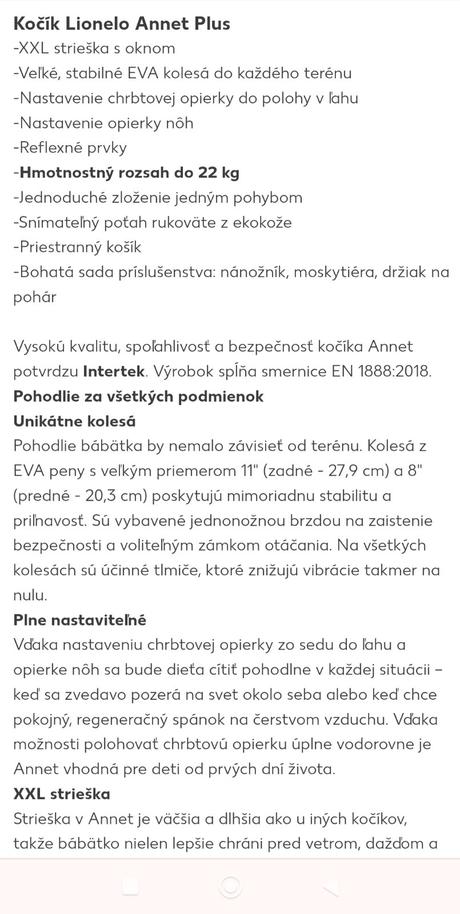 Športový kočík lionelo, lionelo,lionelo annet plus