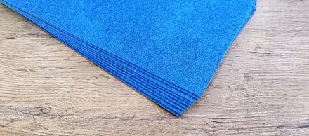 Dekoračná guma - trblietavá -modrá - a4, 