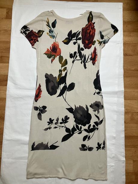 Floral bodycon šaty / elegantné béžové šaty s kvet, l