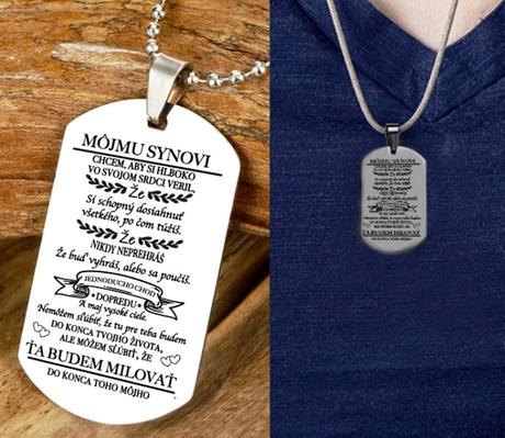 Retiazka s príveskom s venovaním "môjmu synovi", 