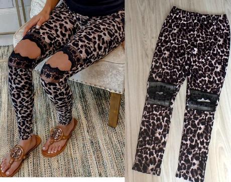 Moderné hnedé legíny vzor leopard, v. s/m, m / s