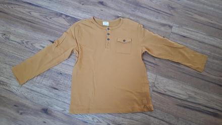 Horčicové tričko s roll-up rukávmi, zara,122