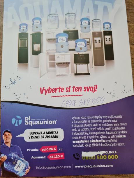 Vydajnik s vodou-3tyždne zadarmo, 