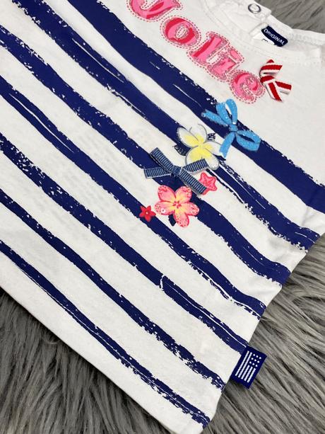 Dievčenské tričko pásikavé s masličkou (0-3 mes.), original marines,56