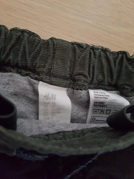 Podšité menčestraky, h&m,92