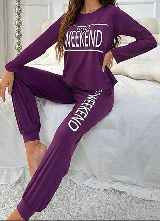 Fialové dámske pyžamo, s