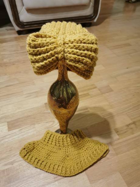 Detská háčkovana čiapka +nakrčnik nová suprava, <50