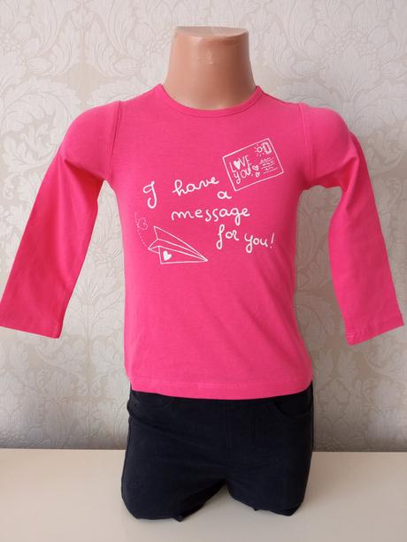 Dievčenské lososové tričko s potlačou (18-24 mes.), fagottino,86