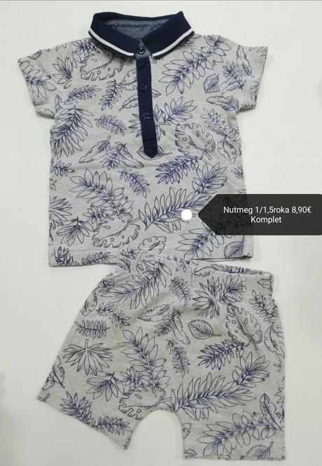 Letný komplet tričko a kraťasy s listami, nutmeg,86
