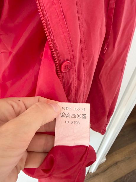 Hodvábna bunda parka vintage, malinovo červená,,