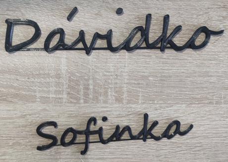 3d tlačené menovky, 