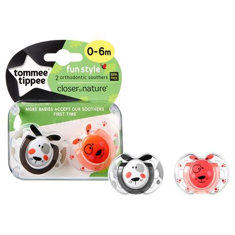 Tommee tippee cumlík silikón c2n fun 0-6m, 2ks, tommee tippee