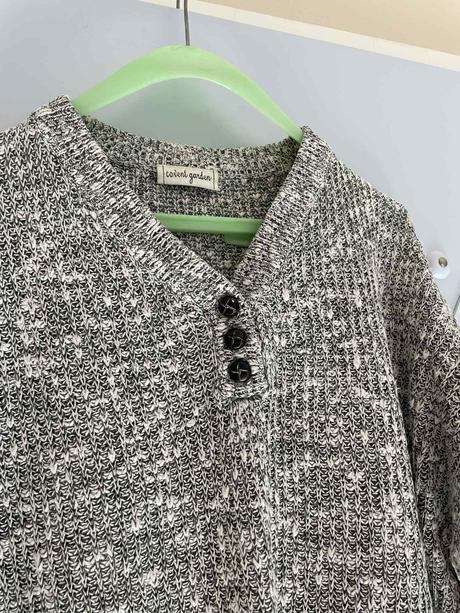 Bavlneno-ľanový melírovaný pulóver over size l/xl, xxl