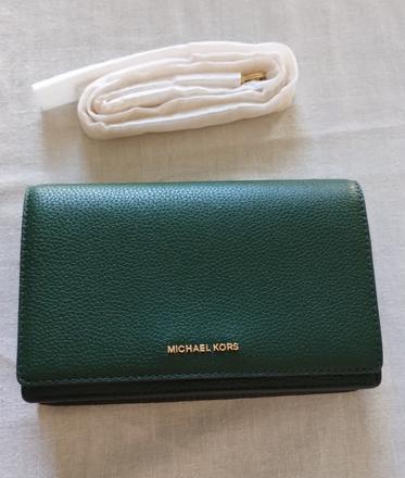 Kožená tmavozelená dámska kabelka michael kors, michael kors
