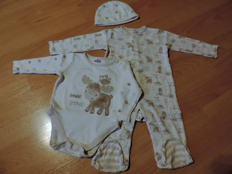 Set overal na spanie +body +čiapka, f&f,68