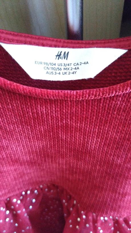 Bordové šaty, h&m,104