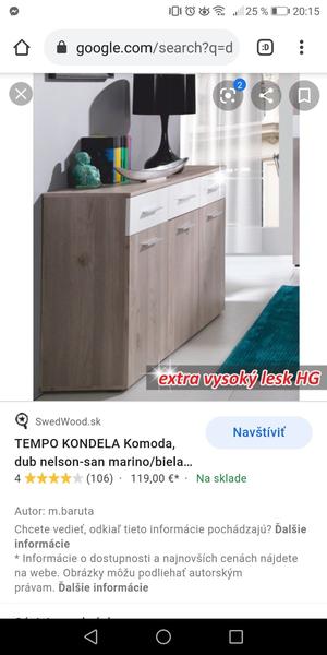 Aká je komoda dub nelson?
