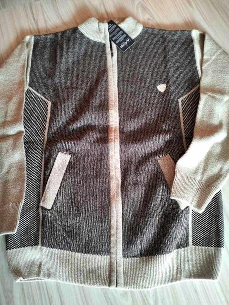 Béžovo hnedý sveter na zips, v. xl, 170 / 176 / 182 / xl / xxl