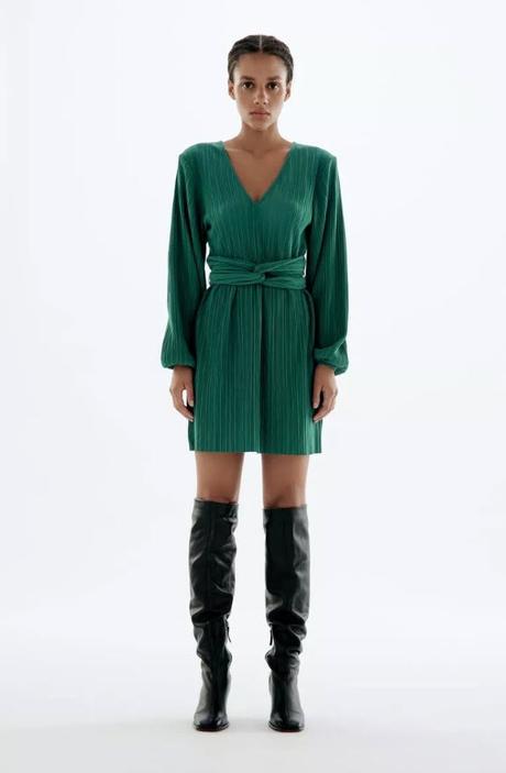 Nádherné plisované smaragdové šaty zara, zara,s