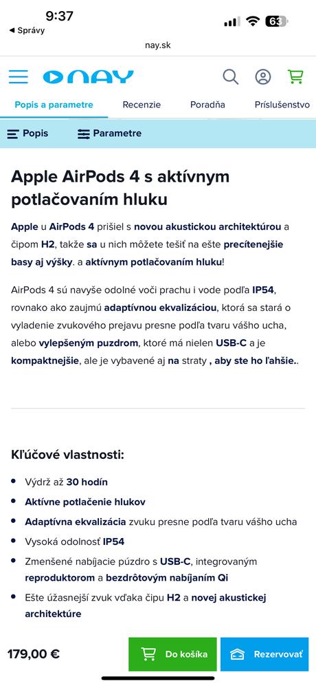 Slúchadlá apple airpods 4 s aktívnym potlačovaním, apple