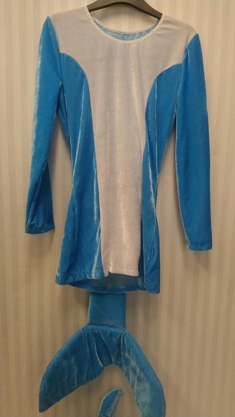 2 dielny modro biely kostým delfín 11-13r, 146-158,