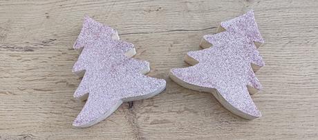 Drevený stromček s flitrom -ružový - 12 cm, 