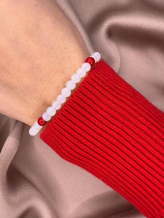 Náramok z opalitu s červeným jadeitom,