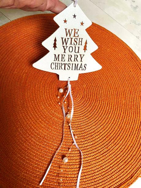 Vianočná drevená trblietavá ozdoba, 