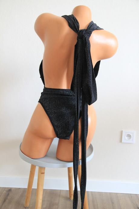 Čierno strieborný body top, xs, xs