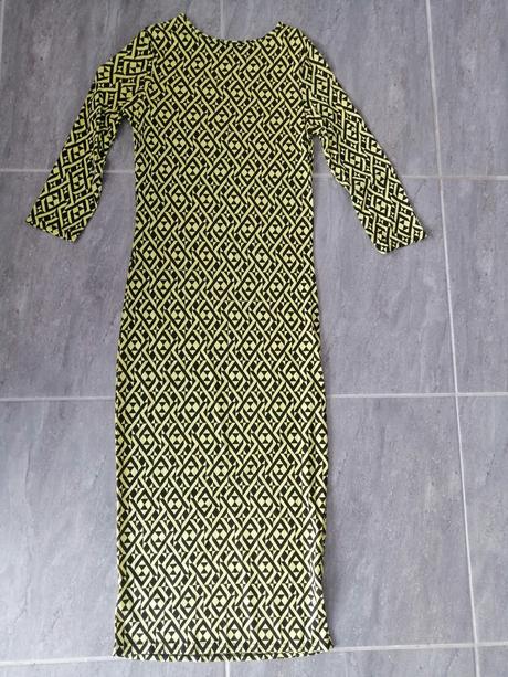 Žlté vzorované šaty clubl, v36-38, 36