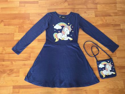 Šaty s jedorožcom + kabelka, bonprix,134