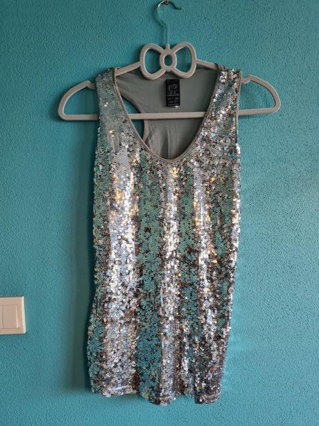 Flitrový "večerný" top m/l, zara,l