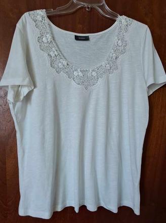 Tričko s bavlnenou čipkou - len oprané, c&a,l