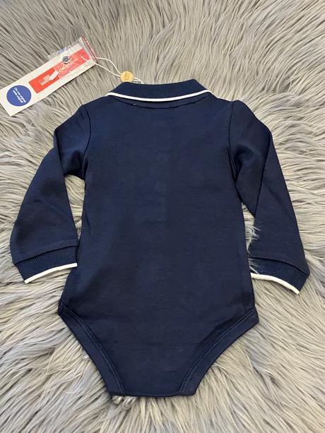 Chlapčenské body s golierom a nápisom (0-3 mes.), original marines,56