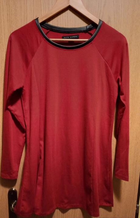 Dlhšie bordové tričko s koženkou veľ.40 top stav, gate,40