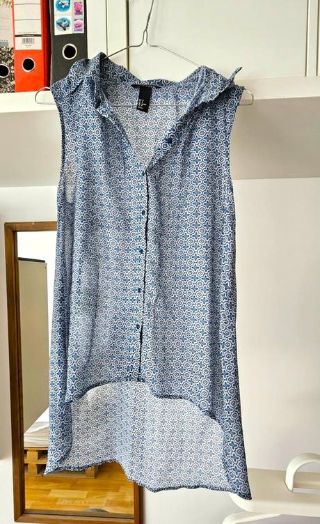H&m ľahká letná modrá blúzka bez rukávov, veľ. 38, h&m,38