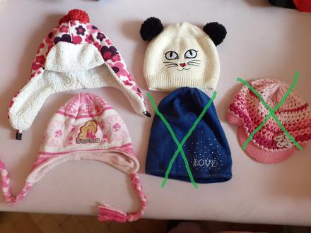 Dievčenské čiapky na vek 3-6 rokov, 3 ks, 104