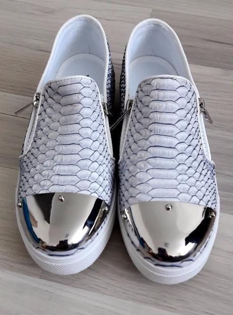 Dámske mokasíny strieborné/nenosené, 37