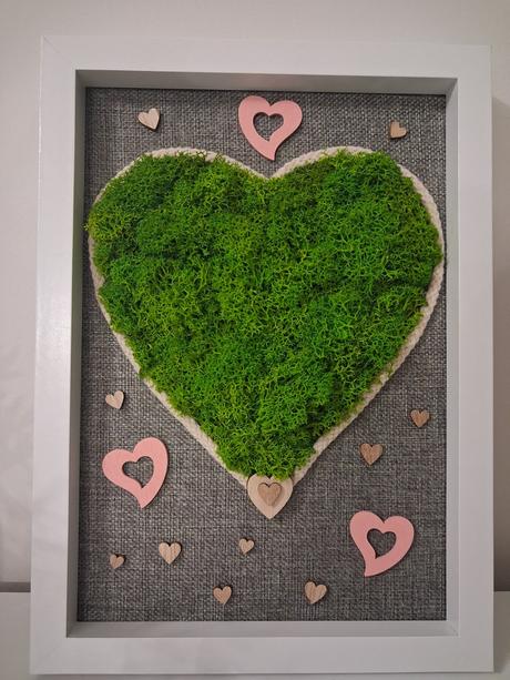 Machový obraz zelené srdce, 