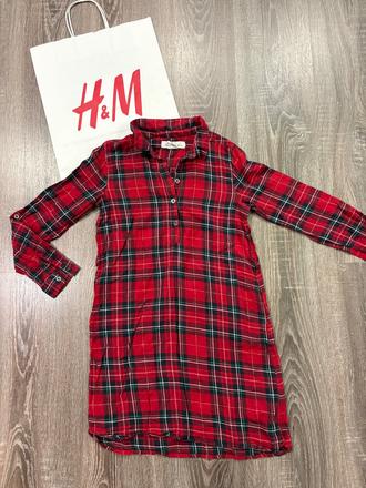 H&m dievčenske karovane šaty na 9-10 rokov, h&m,140