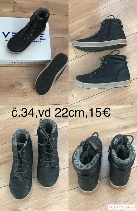 Zimné kožené topánky venice č.34, 34