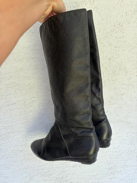 Zara kozene cizmy 37 cierne prava koza v jednej ci, zara,37
