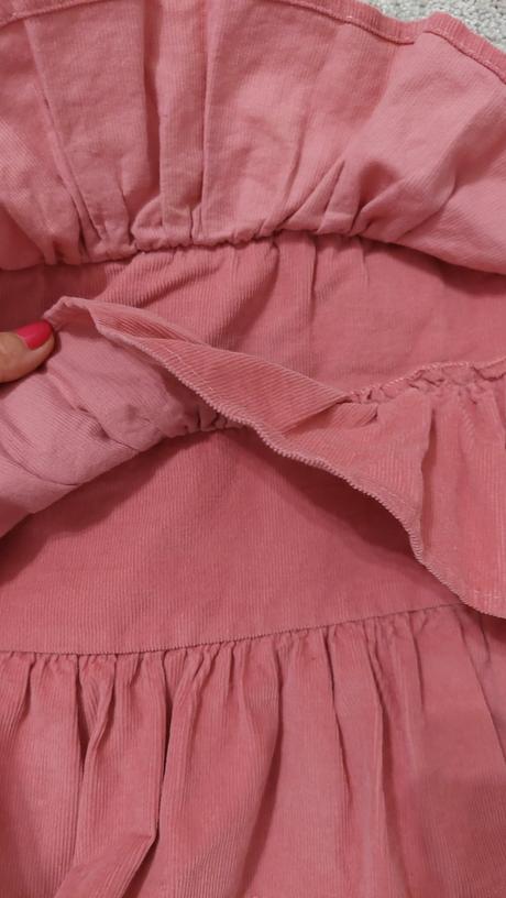 Ružová menčestrová sukňa s volánmi, 104