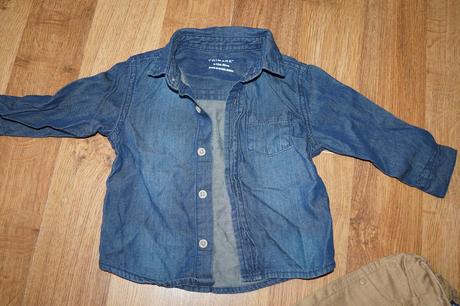 Slim nohavice a riflová košeľa, primark,86