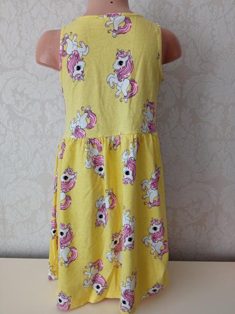 Žlté letné šaty s jednorožcom h&m (122-128), h&m,122