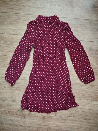 Nádherné burgundy bodkované šaty, mango,s