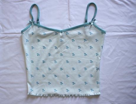 Dámske modré tielko s čerešničkami, s