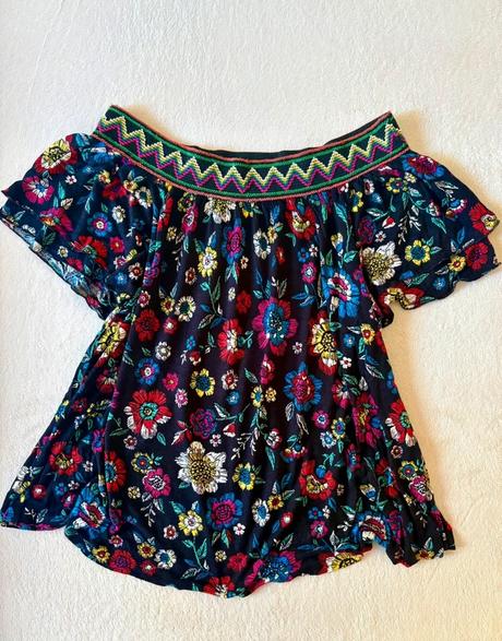 Kvetinová blúzka off-shoulder, c&a,xs