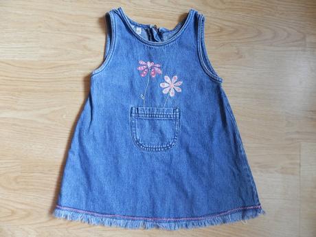 Riflové šatky s vyšívanými kvietkami, c&a,80