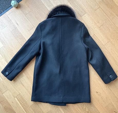 Vlnený kabátik s kožušinou zara v. xs/s, zara,xs